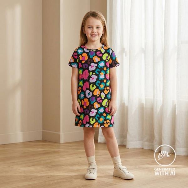 French Terry Sommersweat in Schwarz mit Leopard, Stoff in ganzer Breite